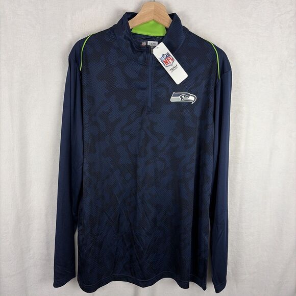 Seattle Seahawks 1/4 ZIP Long Sleeve NFL Team Athletic Shirt Football Large NWT - Picture 1 of 6